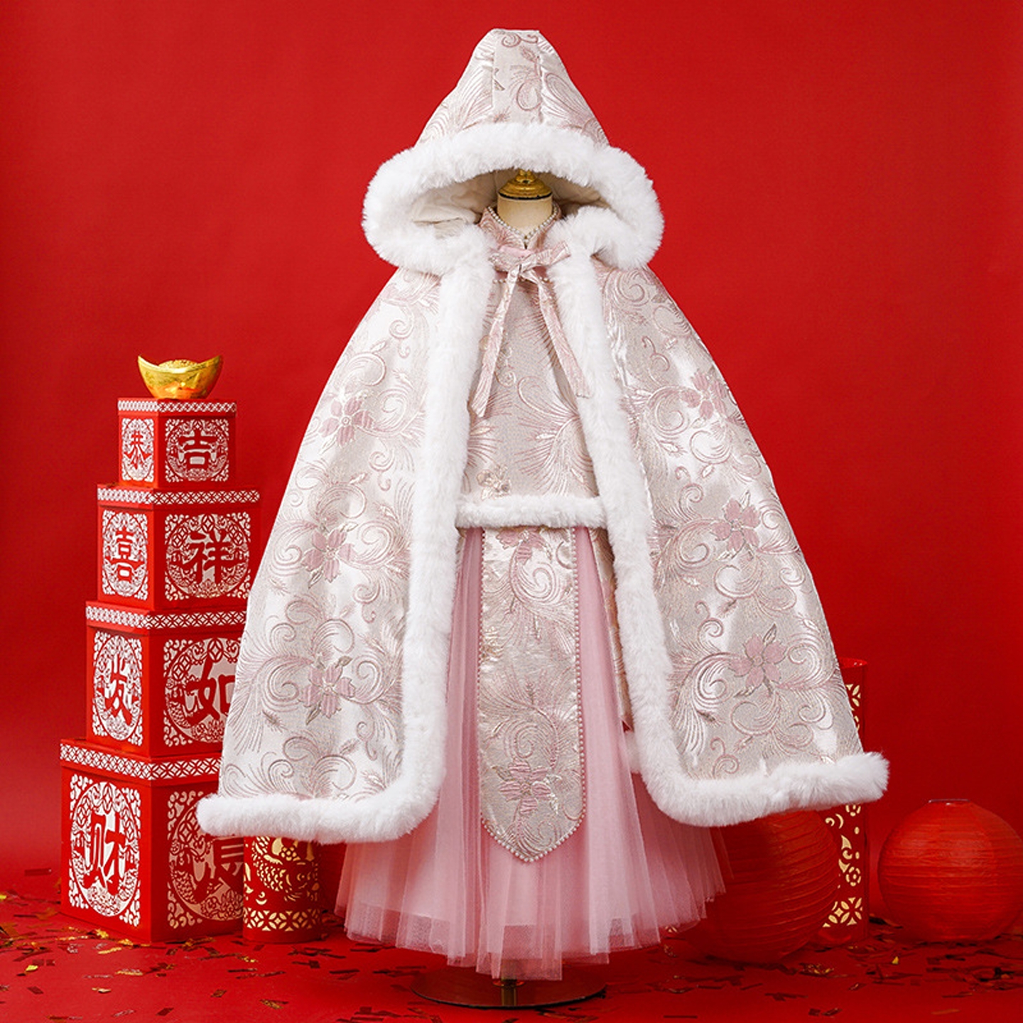 汉服女童冬季中国风女孩长款斗篷