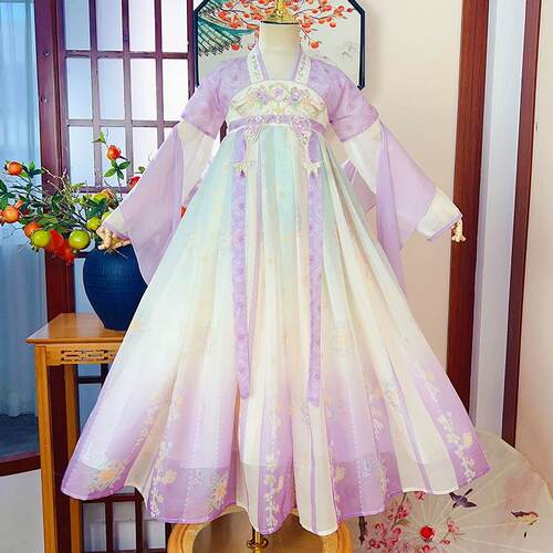 女童汉服春秋长袖古风公主连衣裙