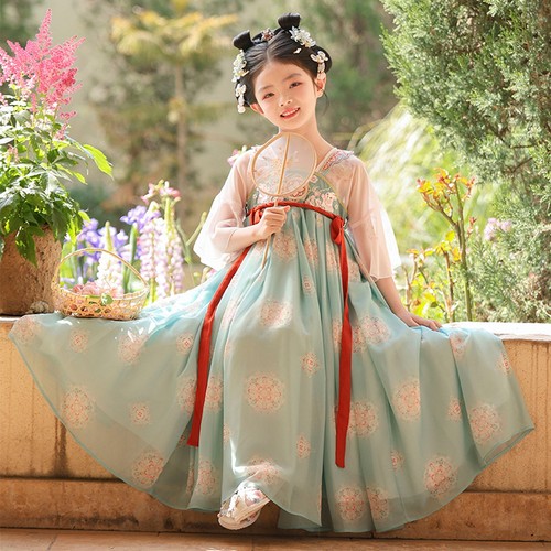 汉服女童夏季薄款唐装古风连衣裙