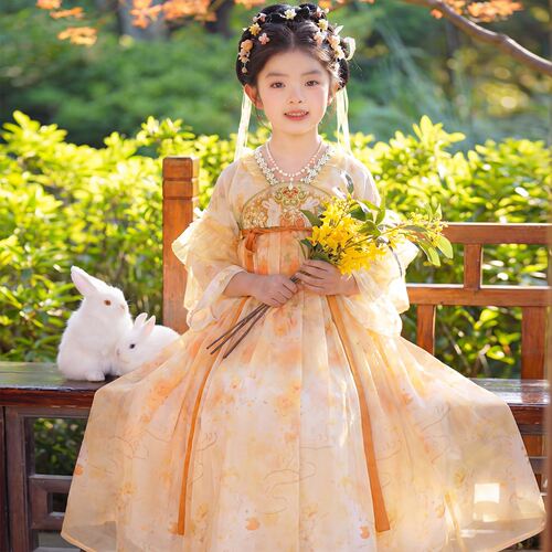 女童汉服春秋古装连衣裙齐胸襦裙