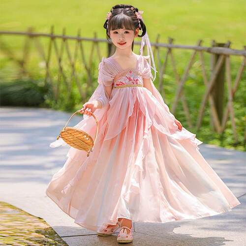 女童汉服夏季新款短袖古装连衣裙