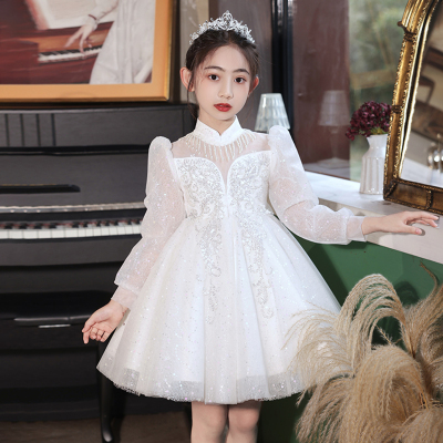 女童白色礼服轻奢小众高端演出服