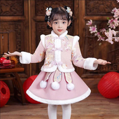 儿童古装 女孩新年唐装 拜年服 冬季 汉服女童秋冬古风公主裙2026新款