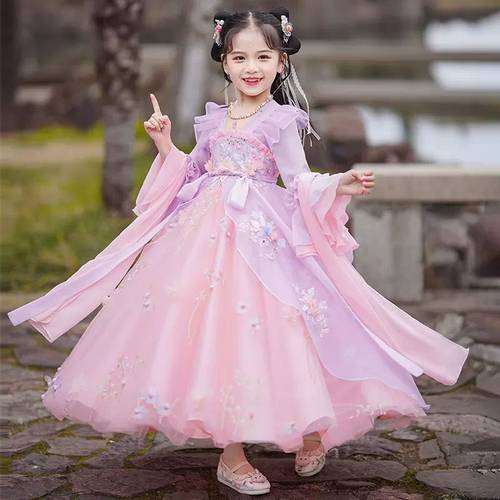 女童春秋汉服超仙儿童古装连衣裙