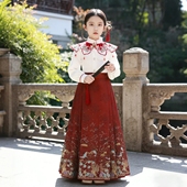 女童春装 古装 2026新款 女孩春秋裙子新中式 汉服 儿童唐装 马面裙套装