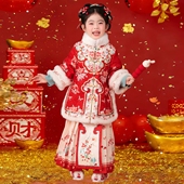 拜年服 儿童加厚格格服女孩冬季 汉服女童新年战袍冬装 2026马年新款