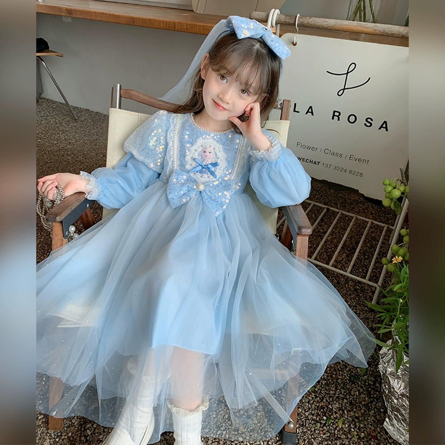 女童爱莎公主裙秋装冰雪奇缘艾莎