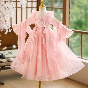 汉服女童连衣裙春装2026新款儿童中大童古风唐装中国风春秋公主裙