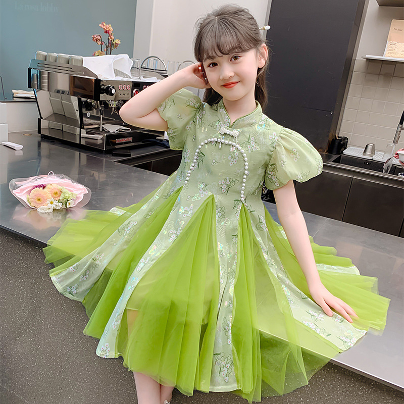 女童夏裝旗袍連衣裙短袖中式漢服