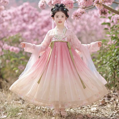 女童汉服春秋唐装超仙古装连衣裙