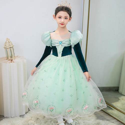 女童连衣裙秋季安娜公主裙蓬蓬裙