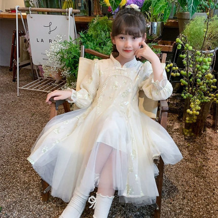 女童旗袍连衣裙秋冬2026新款儿童新中式加绒裙子小女孩国风公主裙