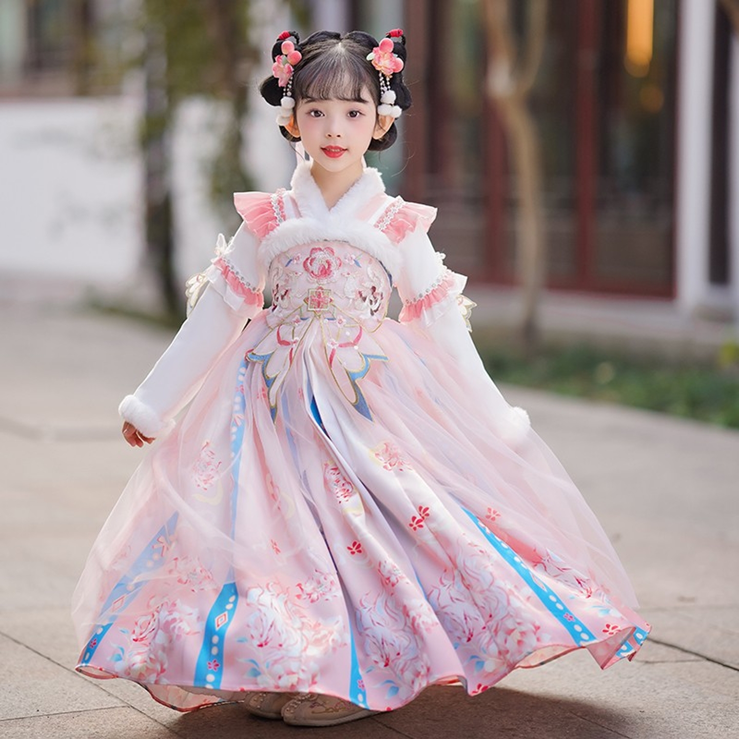 汉服女童连衣裙秋冬装加绒公主裙