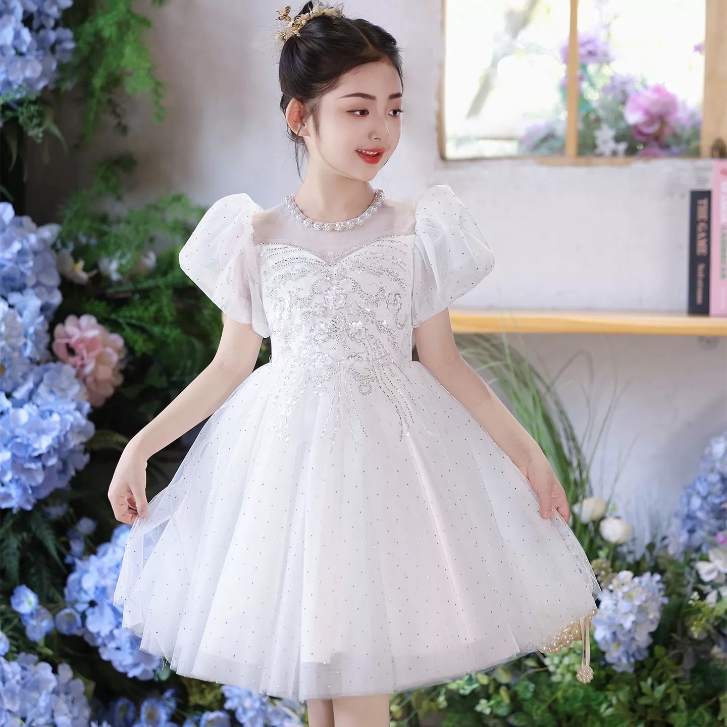 女童生日礼服夏季高端小众蓬蓬裙