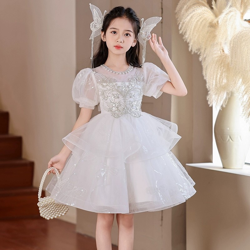 女童礼服高端轻奢小众夏款儿童公主裙花童白纱裙主持人走秀演出服