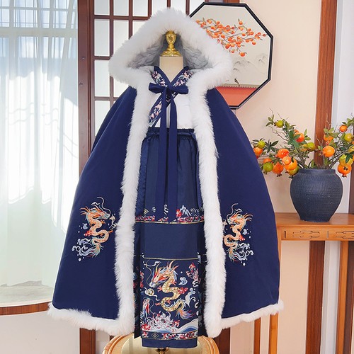 马面裙男童汉服秋冬款加绒拜年服