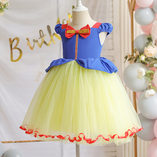女童白雪公主裙夏季2026新款儿童洋气蓬蓬纱裙儿童夏装短袖连衣裙
