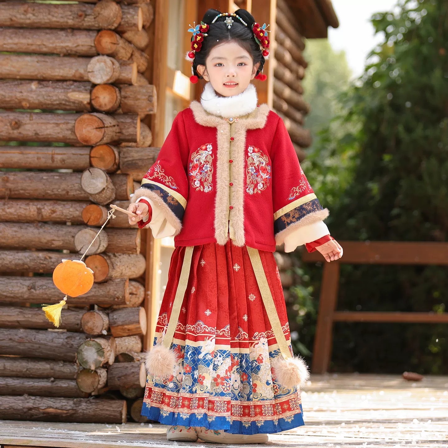 拜年服女童汉服冬季加厚新年唐装