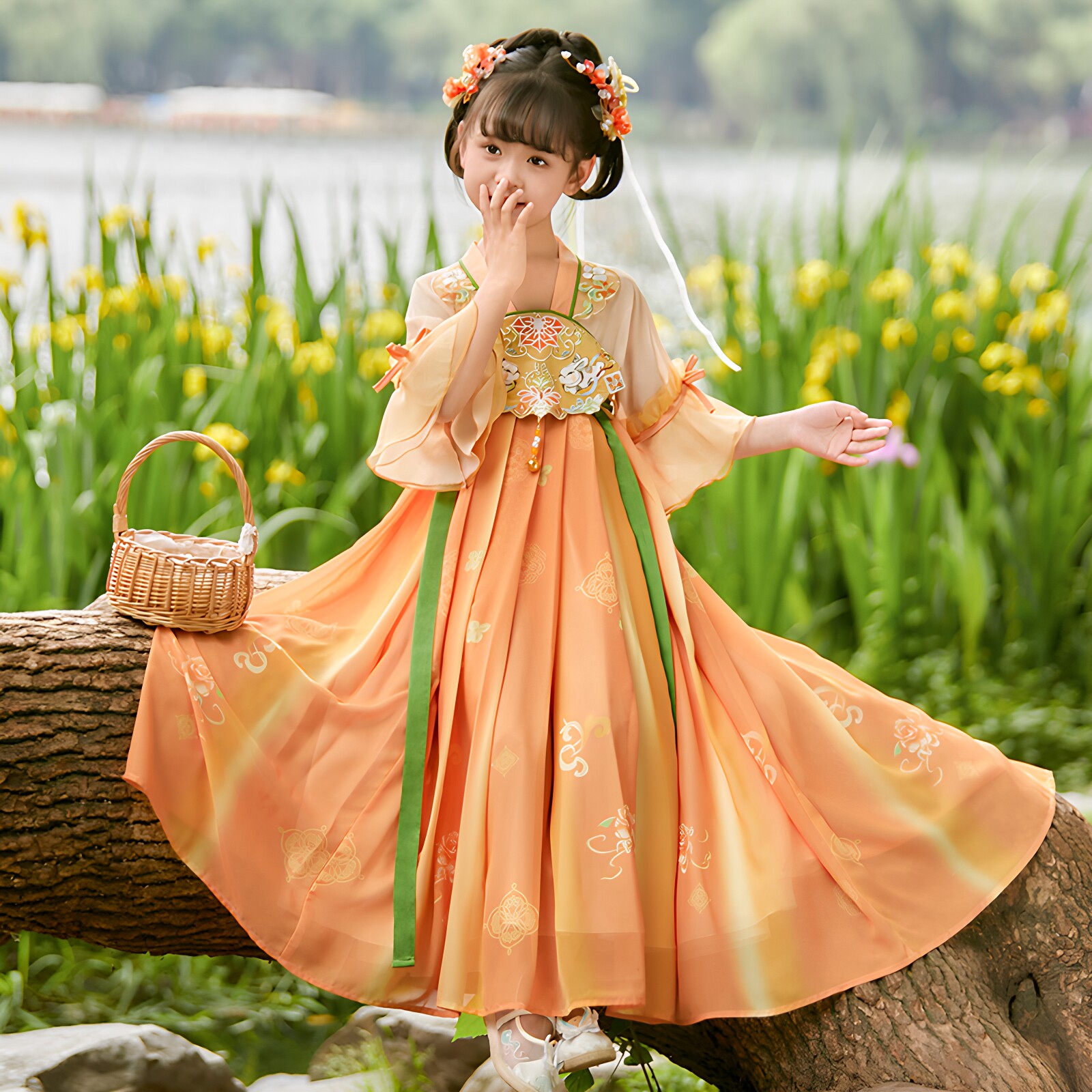 女童汉服夏季短袖超仙古装连衣裙