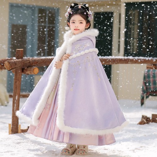 女童汉服斗篷秋冬季加厚保暖披风