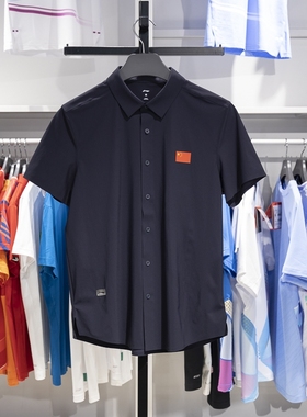 李宁国服衬衫2023秋季速干透气商务休闲翻领短袖POLO衫ASHT469