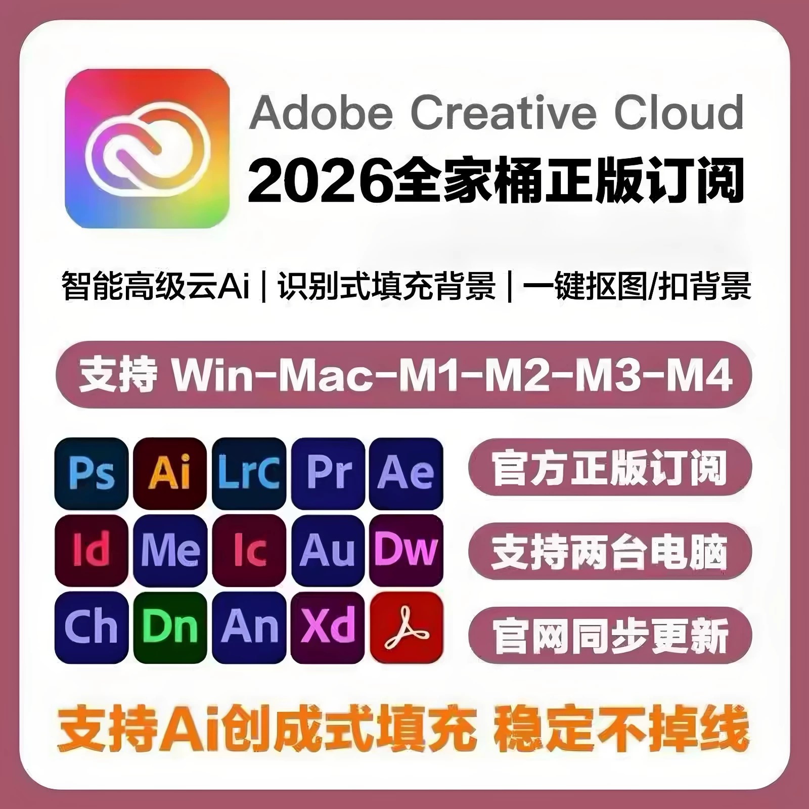 最新版Adobe全家桶订阅ps样图/效果图销售