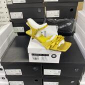 实体专柜意大利设计师轻奢品牌真丝细跟露趾气质仙女凉鞋 6353黄色