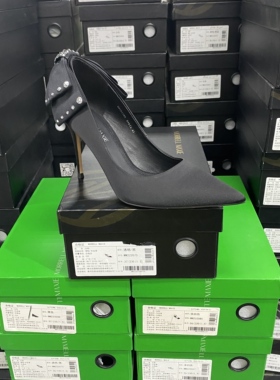 美国设计师买手高奢品牌N绸面烫钻蝴蝶单鞋1165黑色