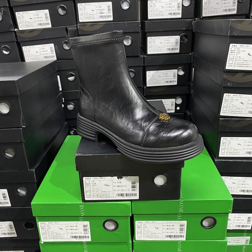 专柜正品牛皮厚底山茶花款瘦瘦靴百搭烟管靴JM8(单里)