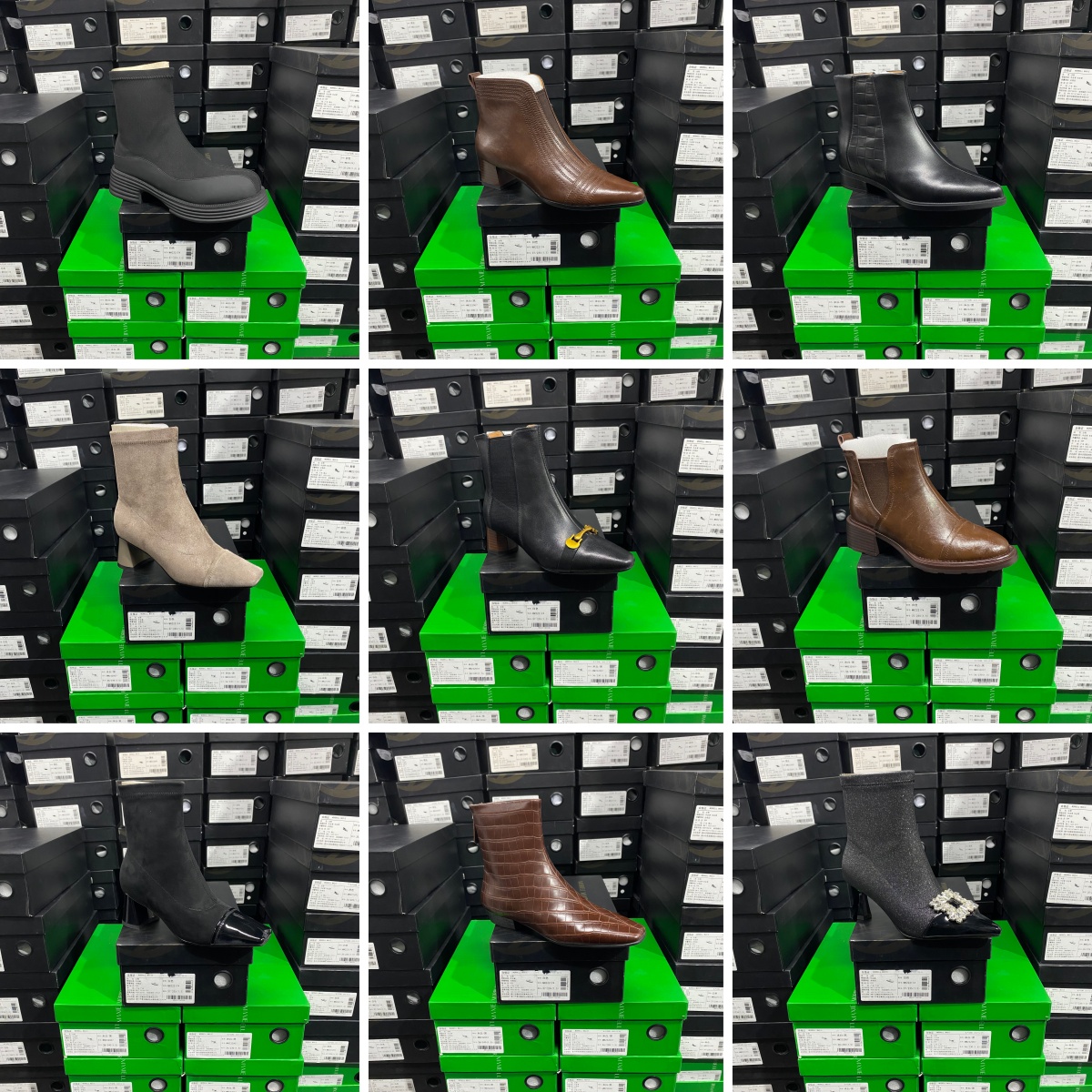 意大利手工真牛羊皮短靴高矮方跟拉链套筒短靴35码合集493-507号