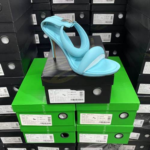 美国设计师买手高奢品牌J羊皮时尚简约一字带细高跟凉鞋2167蓝色