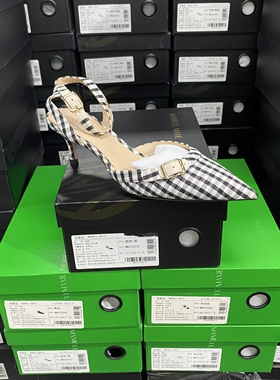 美国设计师买手高奢品牌设计款K斑马细跟后空时尚单鞋2100黑白