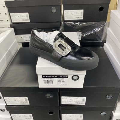 实体专柜意大利设计师轻奢品牌H牛油皮时尚方钻浅口单鞋5047黑色