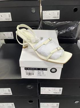 实体专柜意大利设计师轻奢品牌B简约气质女人凉鞋437A米白