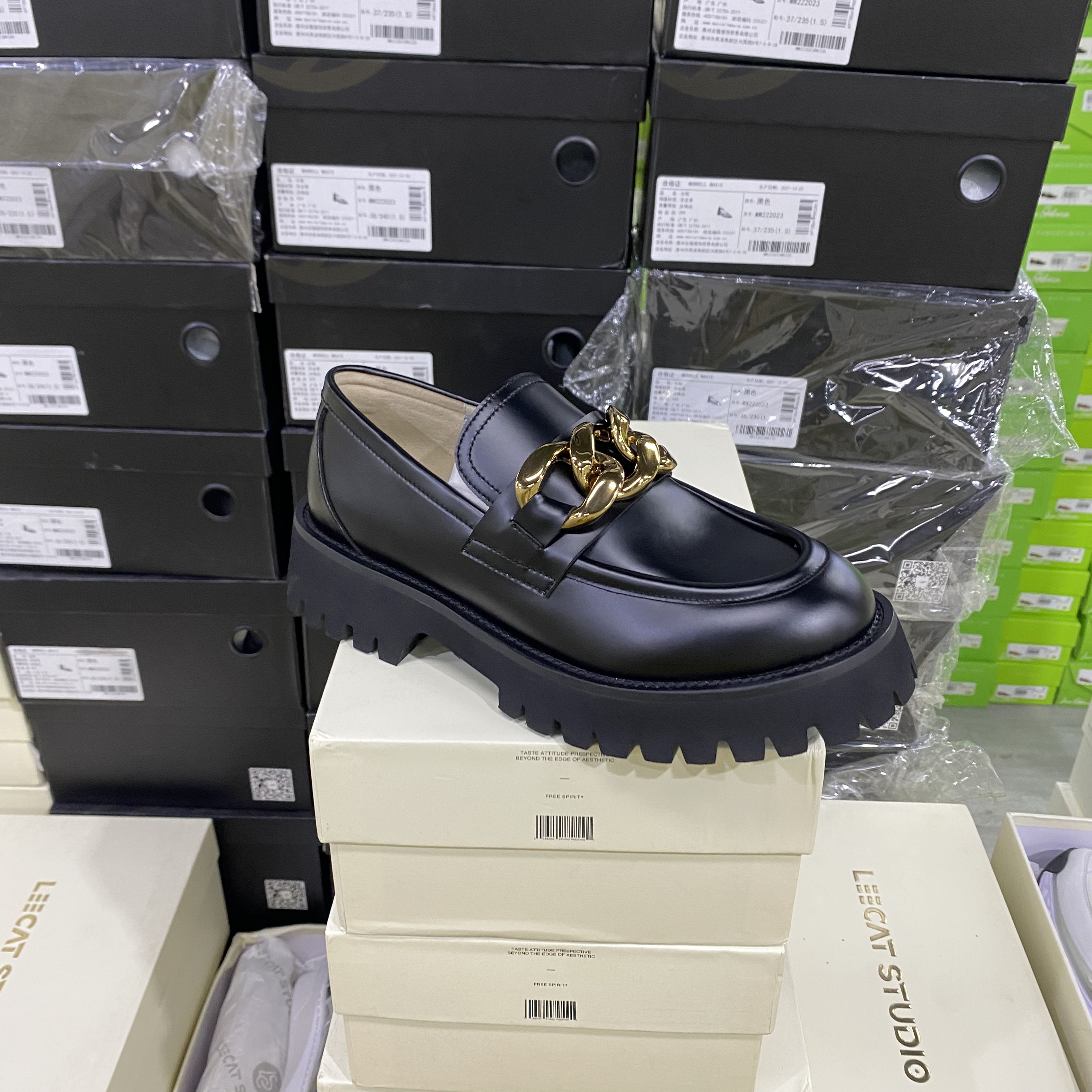 LS专柜正品H磨砂牛皮玛丽珍乐福单鞋1105黑色