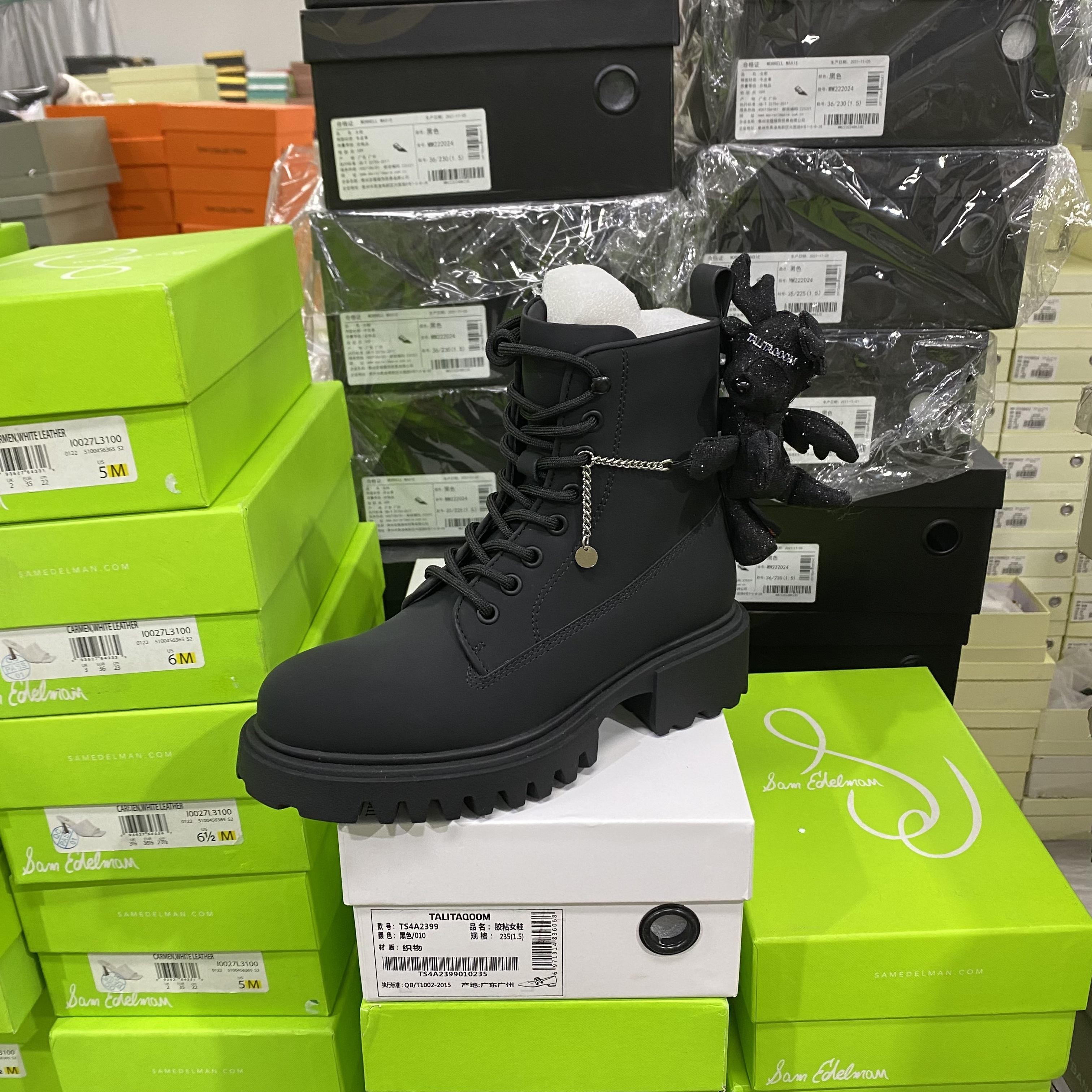 意大利轻奢专柜正品牛皮百搭可拆卸玩偶马丁靴短靴2905黑色