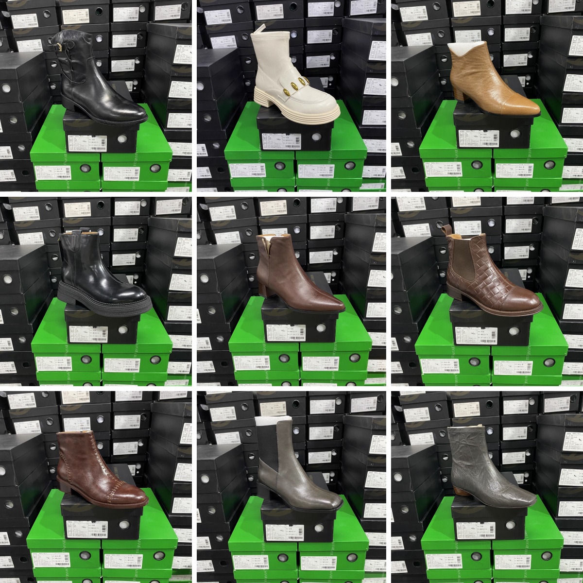 意大利手工真牛羊皮短靴高矮方跟拉链套筒短靴36码合集073-096号