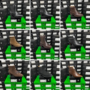 意大利手工真牛羊皮短靴高矮方跟拉链套筒短靴36码 240号 合集217