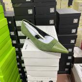 意大利轻奢专柜正品 F羊皮小跟单鞋 7806绿色