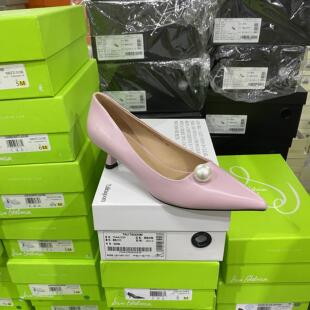 意大利轻奢专柜正品 5441粉色 撤柜G人鱼珍珠尖头小羊皮单鞋