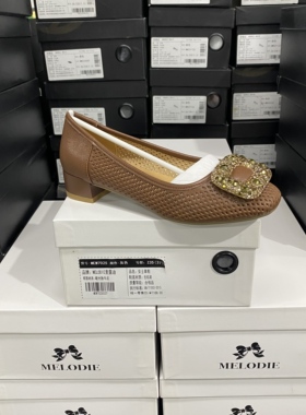 春季新款手工鞋F羊皮镂空方扣百搭单鞋0505棕色