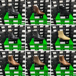 意大利手工真牛羊皮短靴高矮方跟拉链套筒短靴36码 192号 合集169