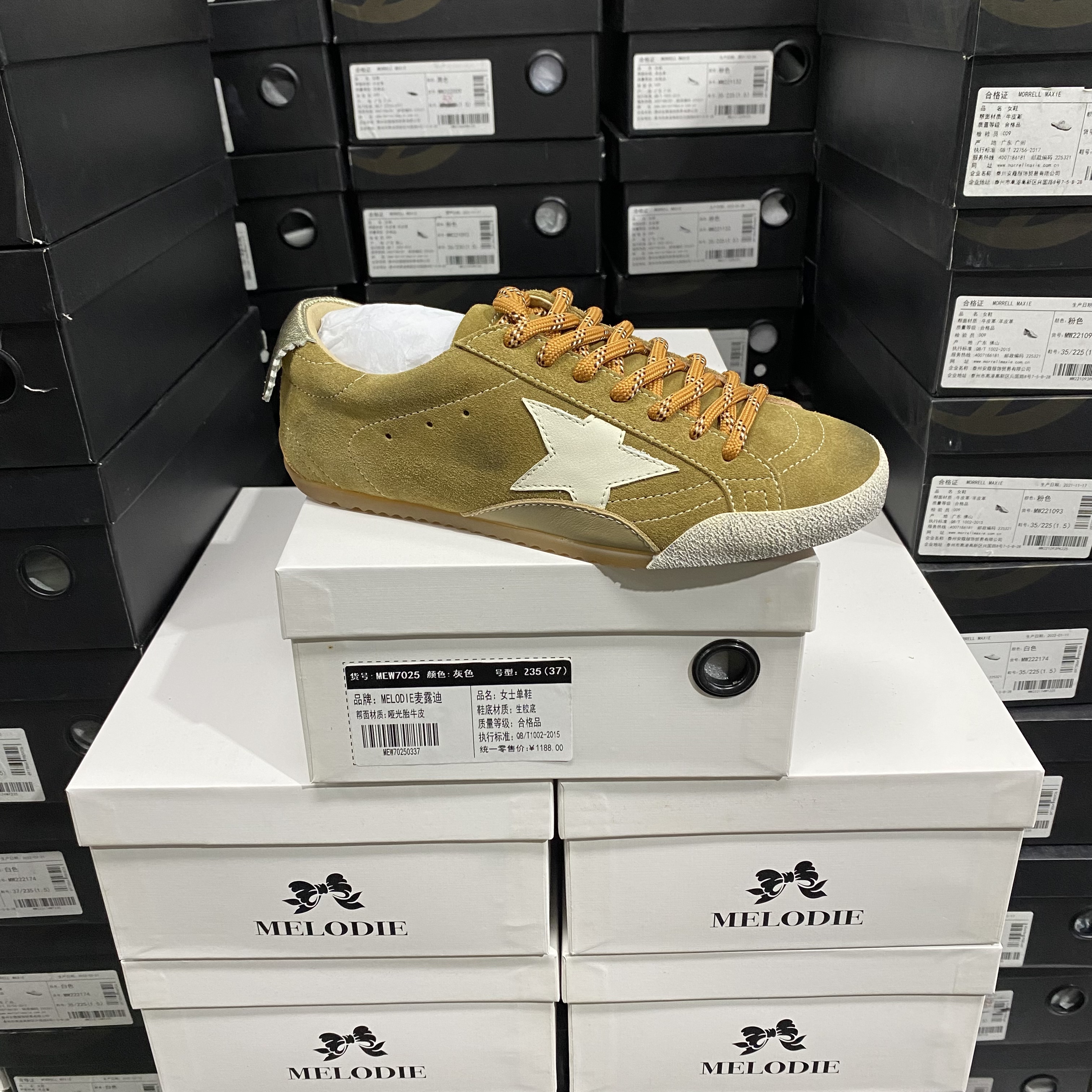 实体专柜意大利设计师轻奢品牌牛皮平底阿甘鞋休闲鞋533A棕色