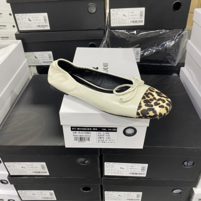 实体专柜意大利设计师轻奢品牌G羊皮豹纹平底舒适单鞋5028白色
