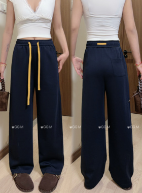 十米田98018藏蓝直筒香蕉裤女款2026年春季宽松显瘦运动休闲卫裤