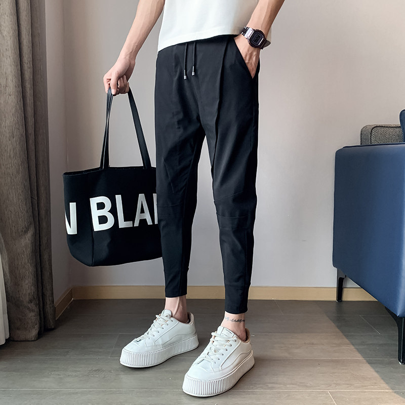 xs加小码裤子男修身束脚裤26号27码瘦人小脚休闲裤小款纯色九分裤