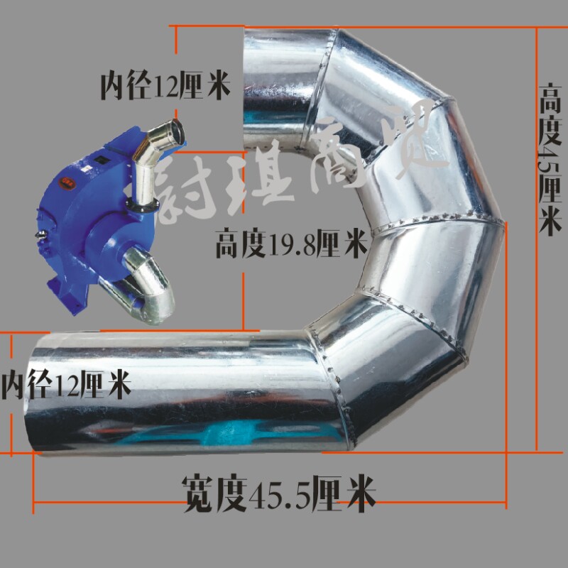 40型粉粹机风机弯管配件出料管出风管风机下圆管上弯管筛网锤片