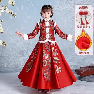 拜年服女童汉服秋冬款女宝宝过年服冬季2025年新款冬装中国风古装