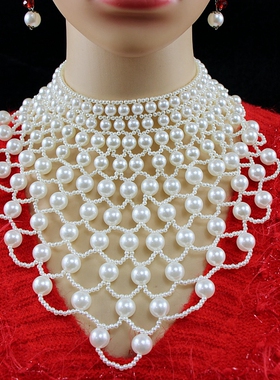 新款欧美紫色珍珠项链女时尚颈带项圈装饰脖子饰品锁骨颈链身体链