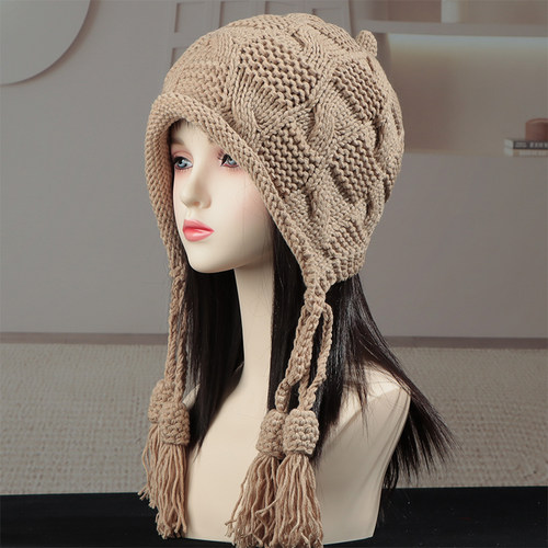 帽子女秋冬季韩版时尚百搭毛线帽潮甜美可爱套头帽网红流苏针织帽